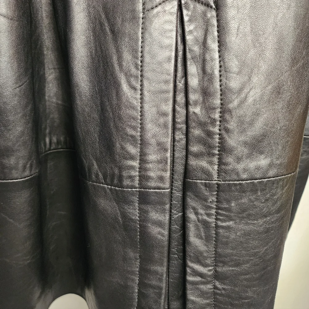 1980s Michael Hoban North Beach Vintage Leather Trench Coat in Black Size 38